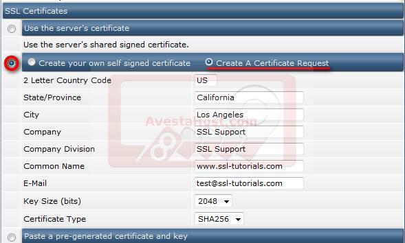 وارد کردن اطلاعاتگواهی اس اس ال در دایرکت ادمین