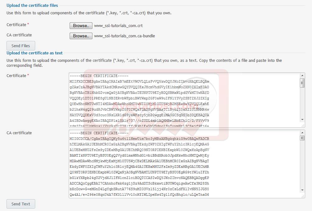 آپلود فایل های گواهی اس اس ال