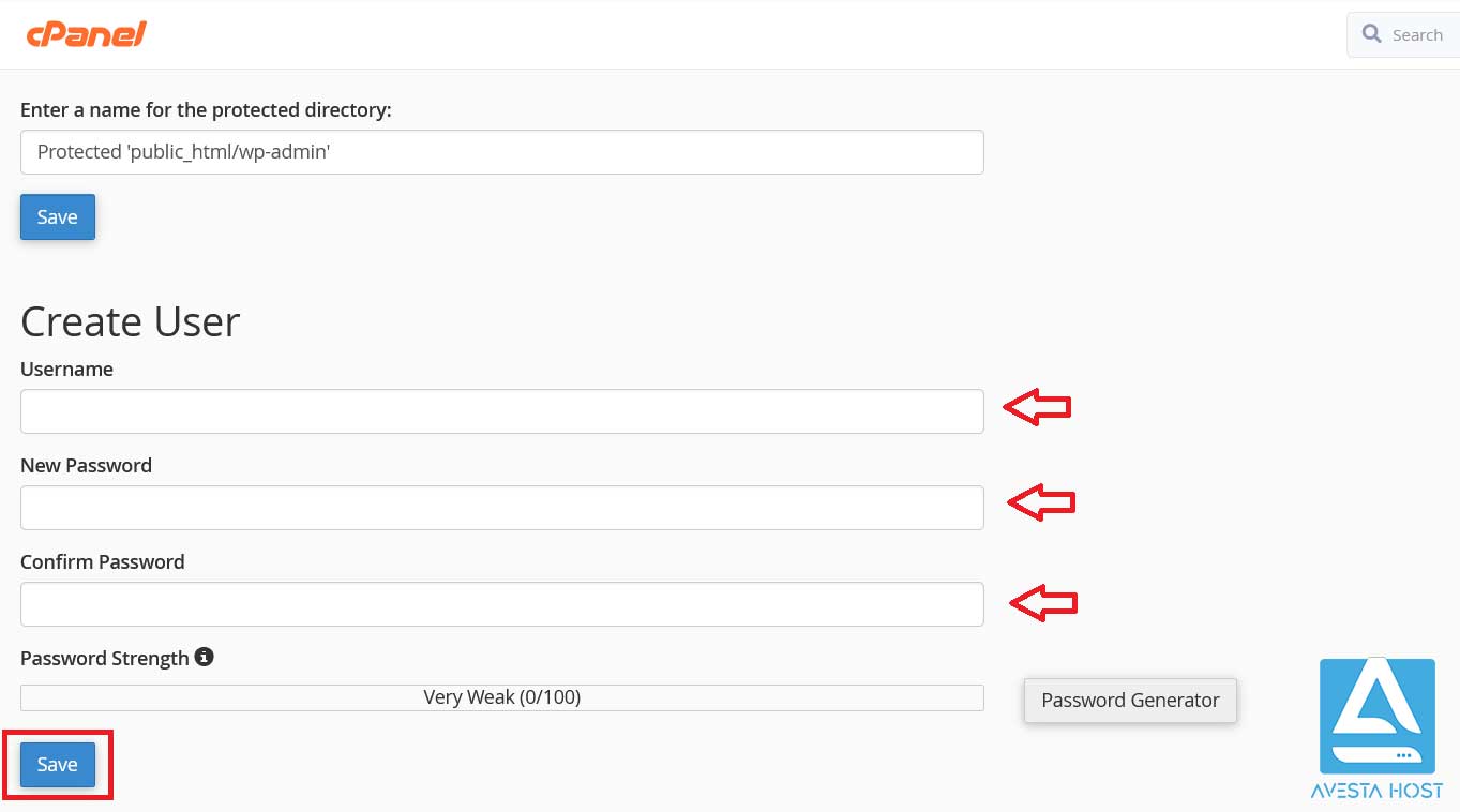ساخت یوزر و پسورد بر روی 