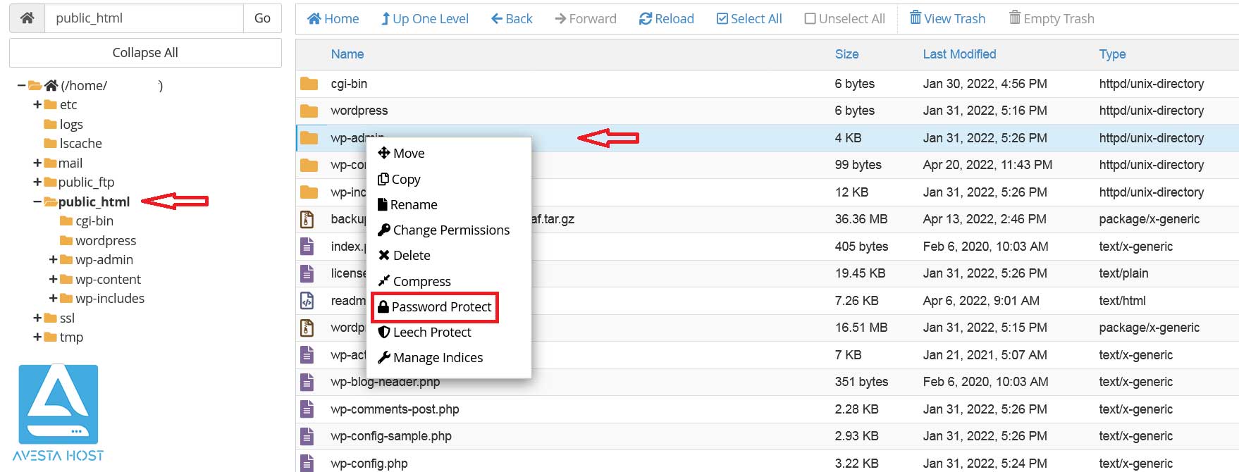 پسورد گذاری بر روی پوشه c wp-admin