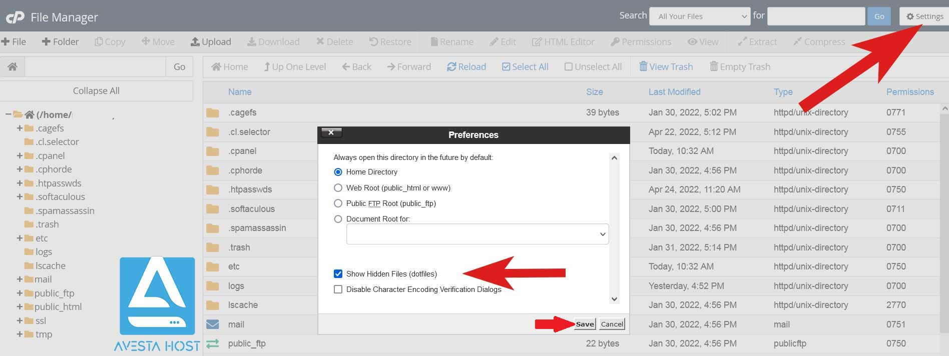 تنظیمات فایل منیجر