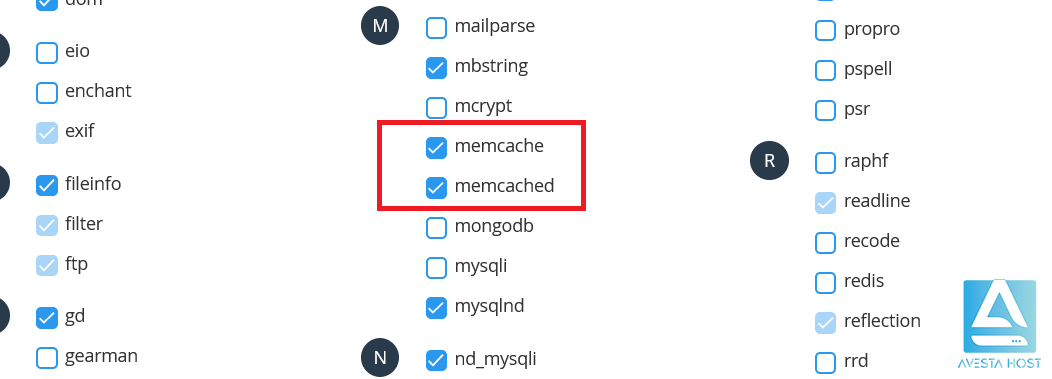 Select PHP Version-Extentions
